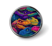 Colorful Dinosaurs Head Round Enamel Brooch Pin Button Badges Decoration Hat Clothing Bag Accessories Gift Crafts