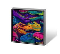 Colorful Dinosaurs Head Square Enamel Brooch Pin Button Badges Decoration Hat Clothing Bag Accessories Gift Crafts