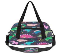 Colorful Dinosaurs Kids Overnight Duffle Bags for Girls Boys, Cartoon Animal Lightweight Sports Gym Bag for Kids,Small Overnight Weekender Carry on Travel Bags Dance Bag, Colorful Dinosaurs, 18.5L x