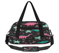 Colorful Dinosaurs Kids Overnight Duffle Bags for Girls Boys, Cartoon Dinosaur Lightweight Sports Gym Bag for Kids,Small Overnight Weekender Carry on Travel Bags Dance Bag, Colorful Dinosaurs, 18.5L x