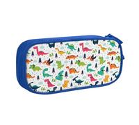 Colorful Dinosaurs Large Capacity Double Layer Pencil Case,Customizable Full Print Polyester Fabric Organizer-School, Office, Travel Makeup Pouch
