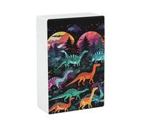 Colorful Dinosaurs on Black Background Plastic Cigarette Case Waterproof Hard Personalized Cigarettes Holder Cas Noveltys for Dad Husband