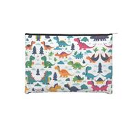 Colorful Dinosaurs Portable Dupont Paper Toiletry Bag â€“ Lightweight Multi-Purpose Pencil & Cosmetic Bag with Full-Print Design for Travel, School & Daily Use