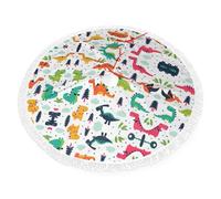 Colorful Dinosaurs Print Christmas Tree Skirt Perfect For Christmas, New Year Seasonal Celebrations