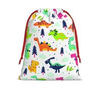 Colorful Dinosaurs Print Drawstring Present Bag Wrapping Reusable Bag Present Wrap Bags for Christmas