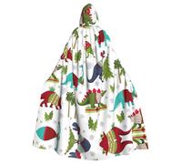 Colorful Dinosaurs Print Elegant Witch Cape,Hooded Cloak,Wizard Costume For Halloween,Cosplay And Carnival