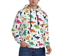 Colorful Dinosaurs Print Men'S Hoodie (S M L Xl Xxl 3xl 4xl) Long Sleeve Sweatshirt For Men Lightweight, Black, XL