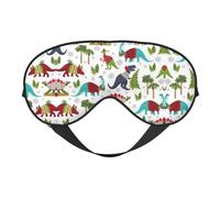 Colorful Dinosaurs Print Sleep Eye Mask with Adjustable Strap Soft for Airplane Travel Relax Yoga Nap Meditation