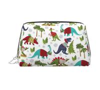 Colorful Dinosaurs Printed Beauty Pouch, Large Makeup Holder with Built-in Sponge Protection for Home and Trip