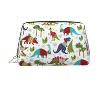 Colorful Dinosaurs Printed Beauty Pouch, Large Makeup Holder with Built-in Sponge Protection for Home and Trip