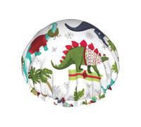 Colorful Dinosaurs Printed Hair Wrap, Double Layer Shower Cap For Women, Reusable Hair Protector For Bathing