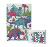 Colorful Dinosaurs Printed Jigsaw Puzzle with Storage Box, Wooden Puzzle for Adults and Kids, 1000 Pieces Family Fun Decorative Game