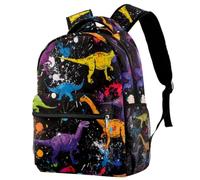 Colorful Dinosaurs Printed Large Travel Backpack Multiple Pockets Adjustable Straps Causal School Backpack Unisex Work Daypack