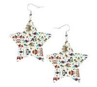 Colorful Dinosaurs Printed Leather Pierced Earring Set, 1 Pair Lightweight Bohemian Earrings Birthday Party Jewelry Gifts For Women