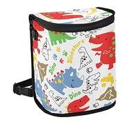 Colorful Dinosaurs Seamless On White Spill-Proof Car Trash Can Organizer Hanging Large Auto Garbage Storage Bag Bin with Big Opening Lid Leakproof Waste Basket