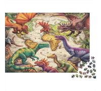 Colorful Dinosaurs Year in Pictures 1000 Piece with Clean Edges Jigsaw Puzzles Dinosaur Map Adventure As Dementia Friendly Activities for Concentration Games 52x38cm/1000pcs