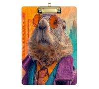 Colorful Disco Groundhog Portable clipboard Transparent for Police Office Nurse Football Coaches Tabla para escribir Size 9 x 12
