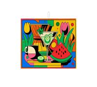 Colorful Dish Drying Mats For Kitchen Counter, Fun Retro Abstract Absorbent Dish Drainer Rack Mat, Summer Microfiber Drying Pad For Kitchen Counter Coffee Bar Protector 16x18 Inch