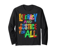 Colorful Distressed Literacy & Justice Design Long Sleeve T-Shirt