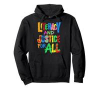 Colorful Distressed Literacy & Justice Design Pullover Hoodie