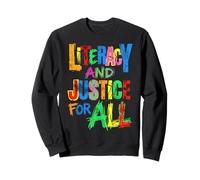 Colorful Distressed Literacy & Justice Design Sweatshirt