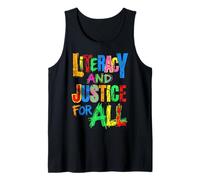 Colorful Distressed Literacy & Justice Design Tank Top