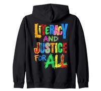 Colorful Distressed Literacy & Justice Design Zip Hoodie