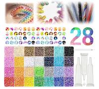 Colorful DIY Resin Rhinestone Kit for Bedazzling, 30000pcs 3mm Resin Jelly Rhinestones for Bedazzling, Multicolor Flatback Gems for Diamond Art 3Pcs Jewelry Glue for Bedazzled Nail Art (28 Colors)