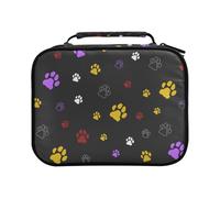 Colorful Dog Cat Paw Print Black Colored Pencil Bag Large Capacity Pencil Case for Colouring Pencils Pen Bag Marker Organizer