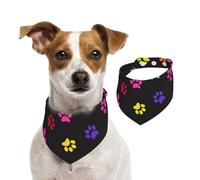 Colorful Dog Cat Paw Print,Pet Bib Scarf Cats Dog Bandana Dogs Towel Bib Adjustable Pet Scarf,M