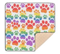 Colorful Dog Footprints Large Stylish Baby Activity Play Mat for Indoor Outdoor Comfortable Foldable Baby Play Tummy Time Mat for Baby Toddler Infant, 50'' x 50''alfombras para jugar Bebes