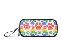 Colorful Dog Footprints Nylon Pencil Bag for Kids Large Capacity Pencil Cases for School Stationery Bag for Preppy School Women