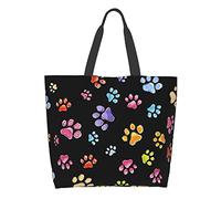 Colorful Dog Gone Pawful Paws Waterproof Tote Bag Women Large Capacity Shoulder Grocery Shopping Bags