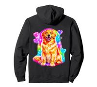 Colorful Dog Graphic with Hearts Rainbow Style Pullover Hoodie