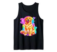 Colorful Dog Graphic with Hearts Rainbow Style Tank Top