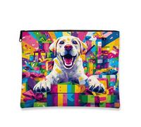 Colorful Dog Makeup Bag, Pop Art Style Cosmetic Travel Pouch for Women, Portable Small Zipper Organizer, Perfect for Festivals and Daily Use, Multicolor, 7x9 Inch, Dog