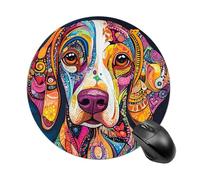 Colorful Dog Mousepad Round Computer Mousepad Waterproof Gaming Mousepads with Non-Slip Rubber Base Mousepads Mousemat for Laptop Office 20 CM