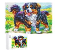 Colorful Dog on Stone Path with Flowers 1000 Piece Jigsaw Puzzle for Family Home Gathering Activity Cooperative Thinking Gift for Reunion 1000 PCS