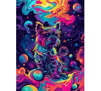 Colorful Dog Paint by Numbers for Adults with Frame, Large Paint by Number Canvas Kits, DIY Color Oil Painting Acrylic Paints with Brushes, Hobbies for Adults Women, Home Wall Decor 80x110cm J8-799