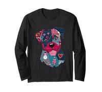 Colorful Dog Patchwork Snowman Christmas Tree Long Sleeve T-Shirt