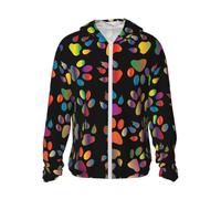 Colorful Dog Paw Adult'S Upf Sun Protection Hoodie Breathable Hiking Shirts Long Sleeve