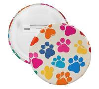 Colorful Dog Paw Badge Metal Round Pins, Lightweight Brooch for Backpack, Fashion Button Pins Badge for Shirts, Jackets, Shawl Coat, Unisex, 5PCS, Tinplate, metal round pins