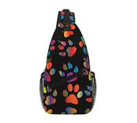 Colorful Dog Paw Crossbody Sling Bag Crossbody Shoulder Chest Bag Shoulder Strap Waist Fanny Pack Men Women