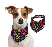 Colorful Dog Paw,Dog Bandanas Cotton Pet Scarf Adjustable Bibs for Pet,L