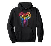 colorful dog paw heart print dog paw Pullover Hoodie