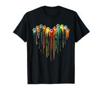 colorful dog paw heart print Watercolors Painting Heart Dogs T-Shirt