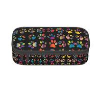 Colorful Dog Paw Portable School Pen Bag with Zipper,High Capacity Sturdy Multifunctional Pencil Case for Kids