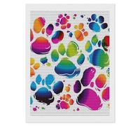 Colorful Dog Paw Print 5D Diamond Art Kits for Adults Personalized Large Diamond Art DIY Full Drill Diamond Dot Crystal Rhinestone Diamond Painting Personal Round Gem Art Kit for Home Wall Decor 12"x1