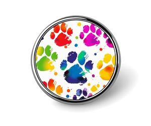 Colorful Dog Paw Print Badges Circle with Button Design, Personalized Picture Pin Brooches, Round Badge Holders for Decorate Hat Shirt Clothing Bag Accessories