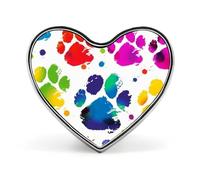 Colorful Dog Paw Print Badges Heart with Button Design, Personalized Picture Pin Brooches, Heart Badge Holders for Decorate Hat Shirt Clothing Bag Accessories